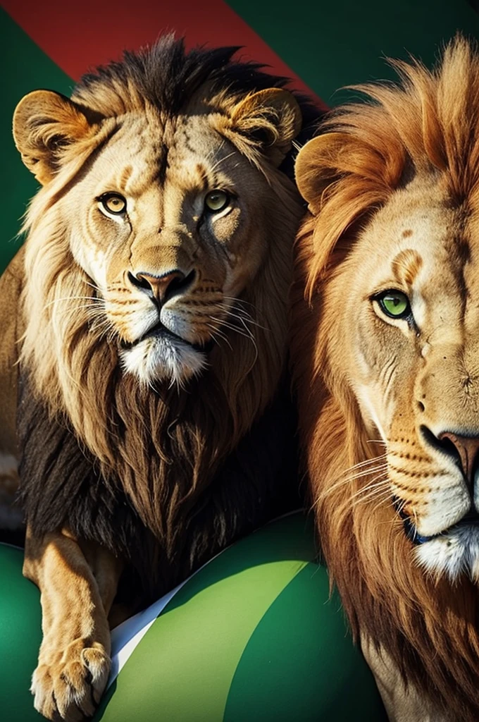 Shield of a red and green African football team with a lion 