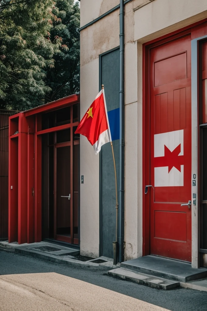 Soviet Union flag next to Komi San