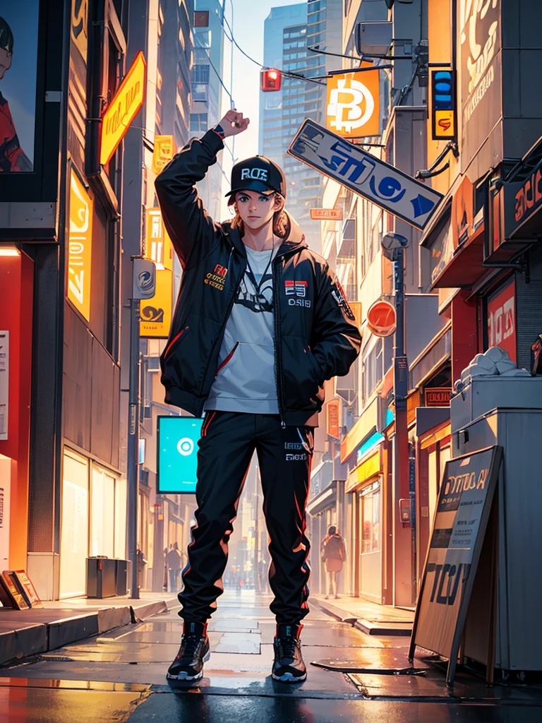 Cyber bull holding bitcoin in his hand
