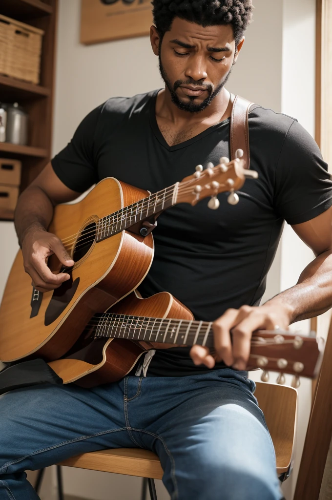 Homem negro tocando pandeiro