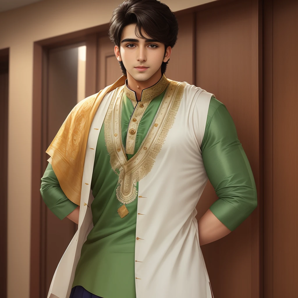 Handsome boy with Indian kurta