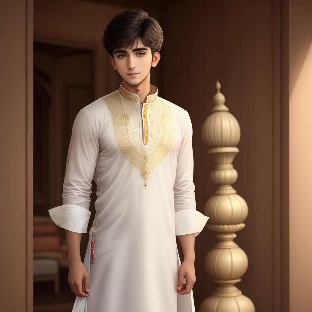 Handsome boy with Indian kurta