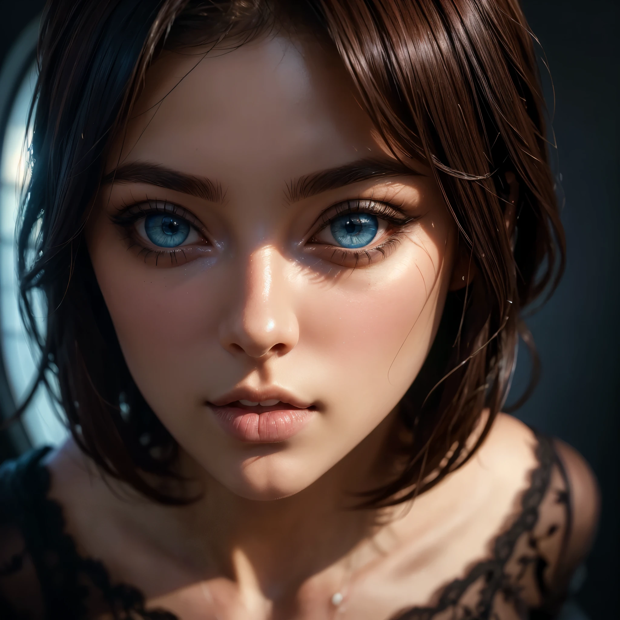 (((Full body 1.1, panorama, full-length, wallpaper, photo-posing, for magazine cover 1.1))), (((( very beautiful eyes 1.1)))). (perfect details: 1.1), (beautiful and clear background: 1.2), (extremely detailed CG, ultra detailed, best shadow: 1.1), (((finely detailed beautiful eyes))), (full length 1.1).a very beautiful woman with dark skin, red hair in a bob hairstyle, expressive blue eyes, wearing white lace lingerie, in a bedroom setting with a sexy and erotic atmosphere,(best quality,4k,8k,highres,masterpiece:1.2), ultra-detailed,(realistic,photorealistic,photo-realistic:1.37),portrait,glamorous,dramatic lighting,cinematic,chiaroscuro HDMI, HDRI, UDHD,(( Scatter effect)), (( volume effect 1.1)), (( Depth sharpness 1.1)), ((fisheye lens)).(perfect details: 1.1), (beautiful and clear background: 1.2), (extremely detailed CG, ultra detailed, best shadow: 1.1), (finely detailed beautiful eyes) , (full-length 1.1)