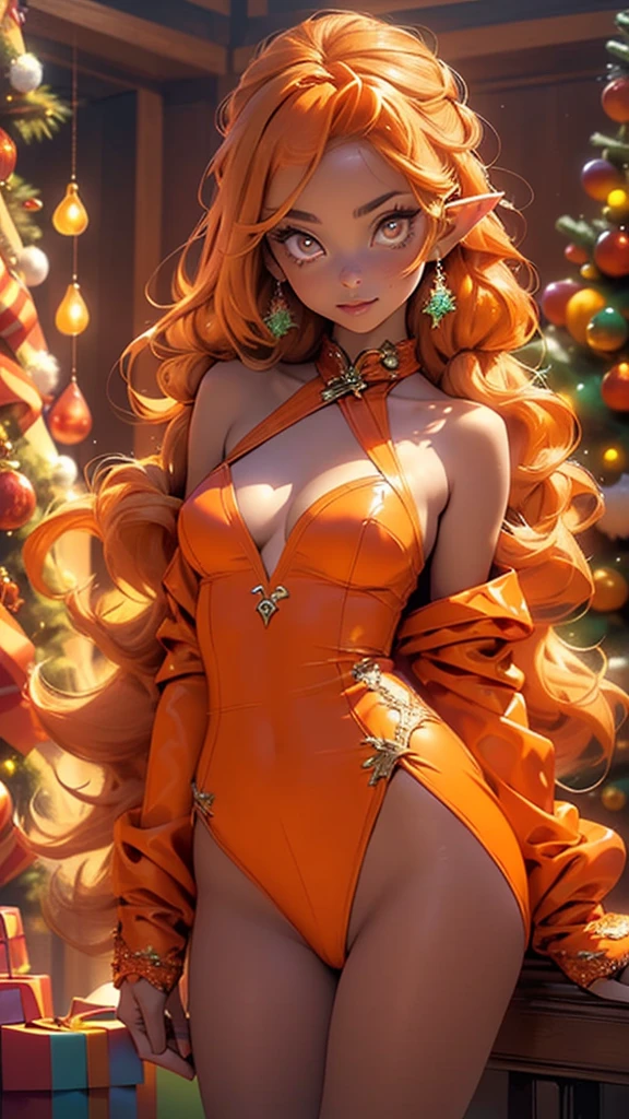 cute elf,(((little ,tiny little body,little))),(((26 years old))),((anime elf with extremely cute and beautiful orange hair)), (((elf))), (((elf ears))),
(((flat chest))),((((orange hair:1.35,messy orange hair,long hair,huge braids,colored inner hair,ear breathing)))),(((orange_eyes:1.3))),intricate eyes,beautiful detailed eyes,symmetrical eyes,big eyes:1.5,(((lustrous skin:1.5,bright skin: 1.5,skin tanned,shiny skin,very shiny skin,shiny body,plastic glitter skin,exaggerated shiny skin,illuminated skin))),(detailed body,(detailed face)),
cute,slutty,erotic,daring,(((nsfw))),
zettai ryouiki,revealing clothing,show skin,(((Sexy orange coat, orange coat outfit, wearing a orange coat:1.3,orange winter coat))), ((orange mini-skirt,orange mini skirt with furry edge,visible thong straps)),((underpants strap)),(white gloves,orange clothes,semi-naked,with little orange clothing),((((furry edge clothing)))),(((intricate outfit,intricate clothes,embroidered outfit,ornate outfit))),
(dynamic pose:1.0),embarrassed,(centered,scale to fit dimensions,Rule of thirds),
inside,indoor,((cozy gothic room)),scenery:1.25,((intricate scenery)),((winter decorations)),(Christmas tree:1.5),
(Glossy winter ornaments),highres,sharp focus,(ultra detailed,extremely detailed),(photorealistic artwork:1.37),(extremely detailed CG unity 8k wallpaper),(((vibrant colors,vibrant theme))),(intricate),(masterpiece),(best quality),