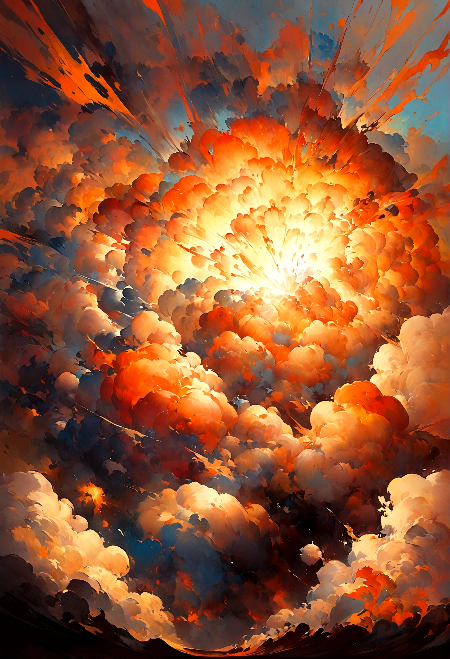 Explosion Illustration　an oil painting