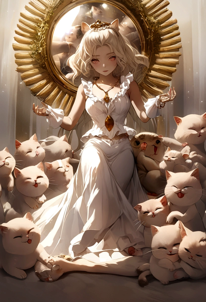 Femboy de cabelo branco com orelhas de gato