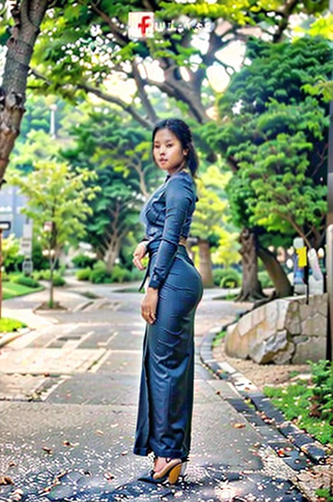pretty aisan lady, pretty lady MoonLay, one girl, beautiful lady, beautiful face, cute smiling, bent over and stooping, seductively posing for photography, ((at the public park:1.7)), (bent over and arms down:1.4), ((lift up waist:1.2)), ((pouting ass:1.2)), ((clingy panty line:1.3)), ((full body view tilt rear view:1.5)),, (short legs), (slim waist and voluptuous body), wearing Myanmar traditional attire, wearing acmm long skirt, tight skirt, shimmering glossy satin skirt, with stiletto high heel, fine shadow, realistic added shadow, dramatic lighting, professional color graded, nikon d850 film stock photograph, cinematic lighting, cinematic shot, 4k resolution,