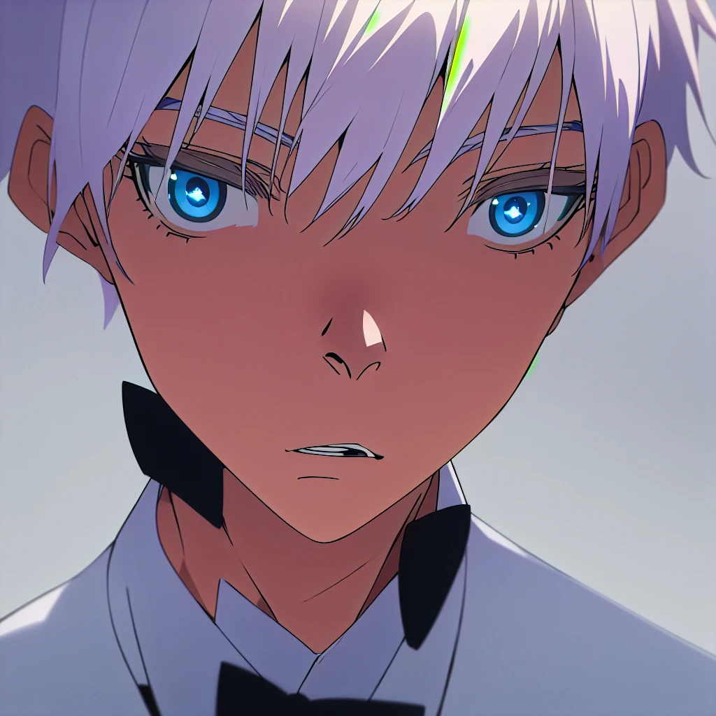 satoru gojo, white hair, blue eyes, wearing a black bowtie and tuxedo, standing on the lunar surface (best quality,4k,8k,highres,masterpiece:1.2),ultra-detailed,(realistic,photorealistic,photo-realistic:1.37),detailed eyes,detailed lips,extremely detailed eyes and face,