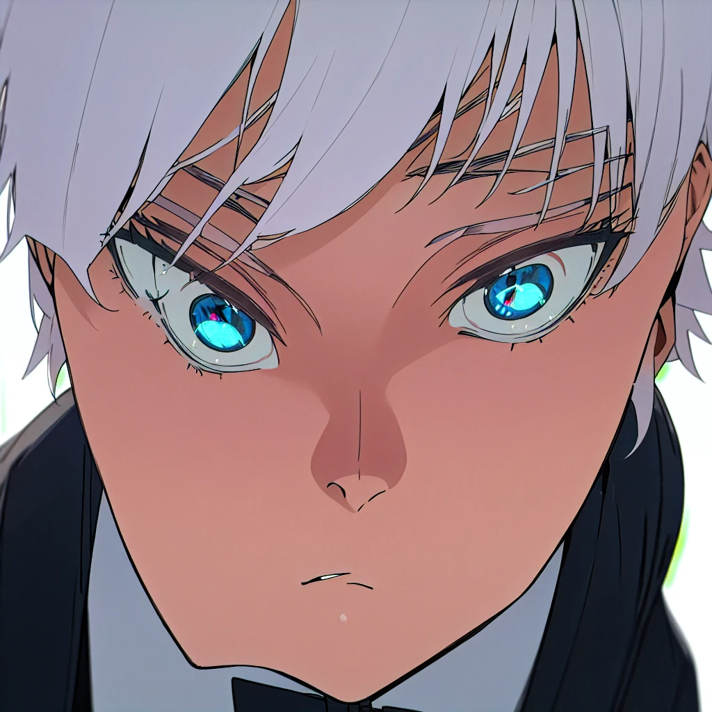 satoru gojo, white hair, blue eyes, wearing a black bowtie and tuxedo, standing on the lunar surface (best quality,4k,8k,highres,masterpiece:1.2),ultra-detailed,(realistic,photorealistic,photo-realistic:1.37),detailed eyes,detailed lips,extremely detailed eyes and face,