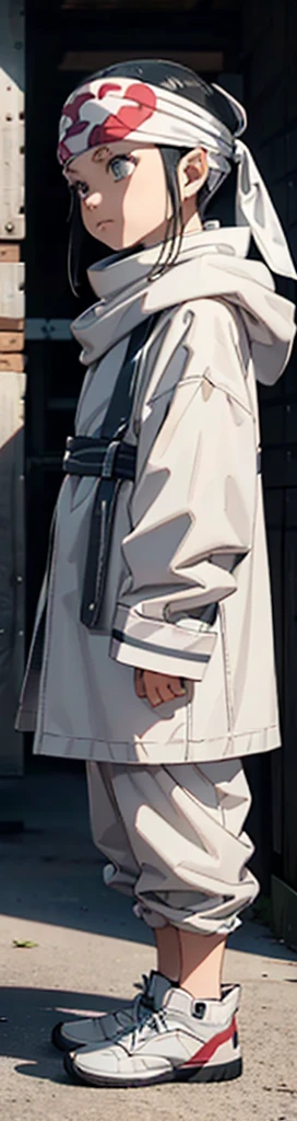 Gray clothing Detailed face Loo face quality clothing Extremely beautiful cute kid 7year old kid kid body extremely detailed clothing expensive cowl bandana on foreheprofile image full body image style beautiful kid face side view ultra cute face kid beautiful kid kid like face 1080 16k very_high_resolution