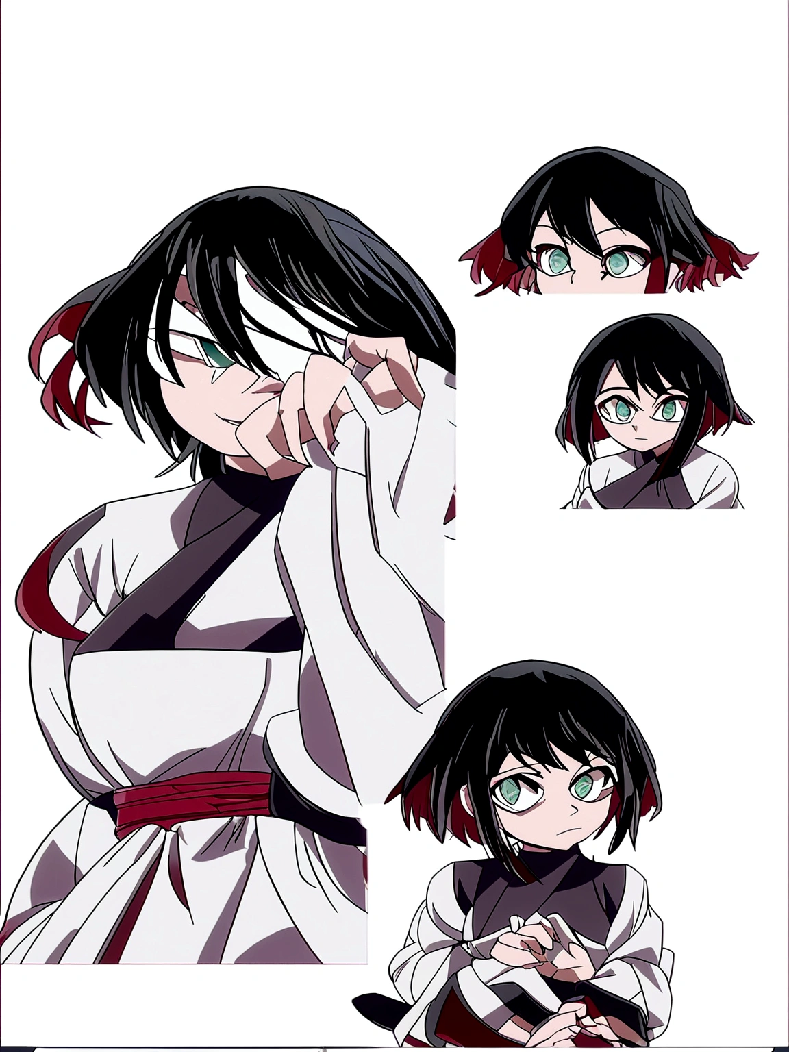 Estilo manga panel de Boku no hero, personaje masculino Hawks, cabello corto rubio ligeramente ondulado, ojos dorados con delineado, cejas pobladas, alas rojas,  Jugando en la nieve con ,Girl with short black hair with crimson red tips. ojos verdes con pecas en sus mejillas. small and slim stature with few frontal attributes wearing a white tunic on top and a long skirt with two slits on her legs