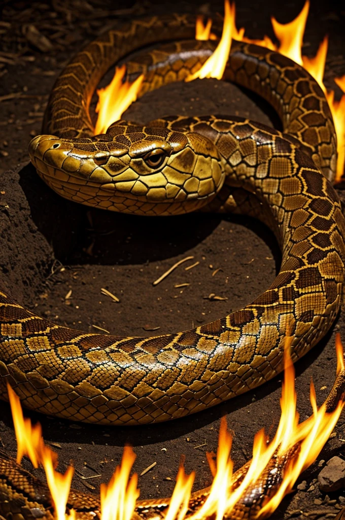 Gran Serpiente de fuego cuidando un tesoro