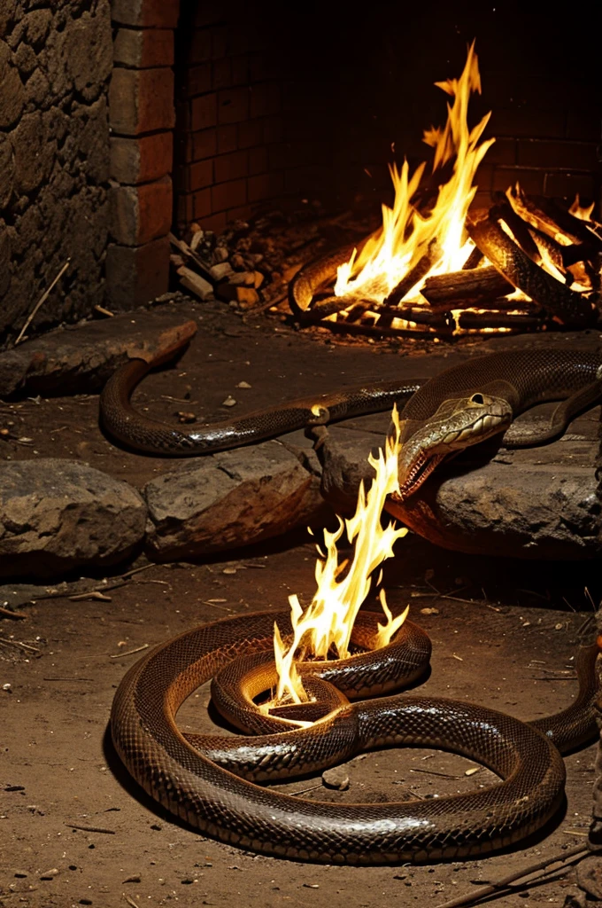 Gran Serpiente de fuego cuidando un tesoro