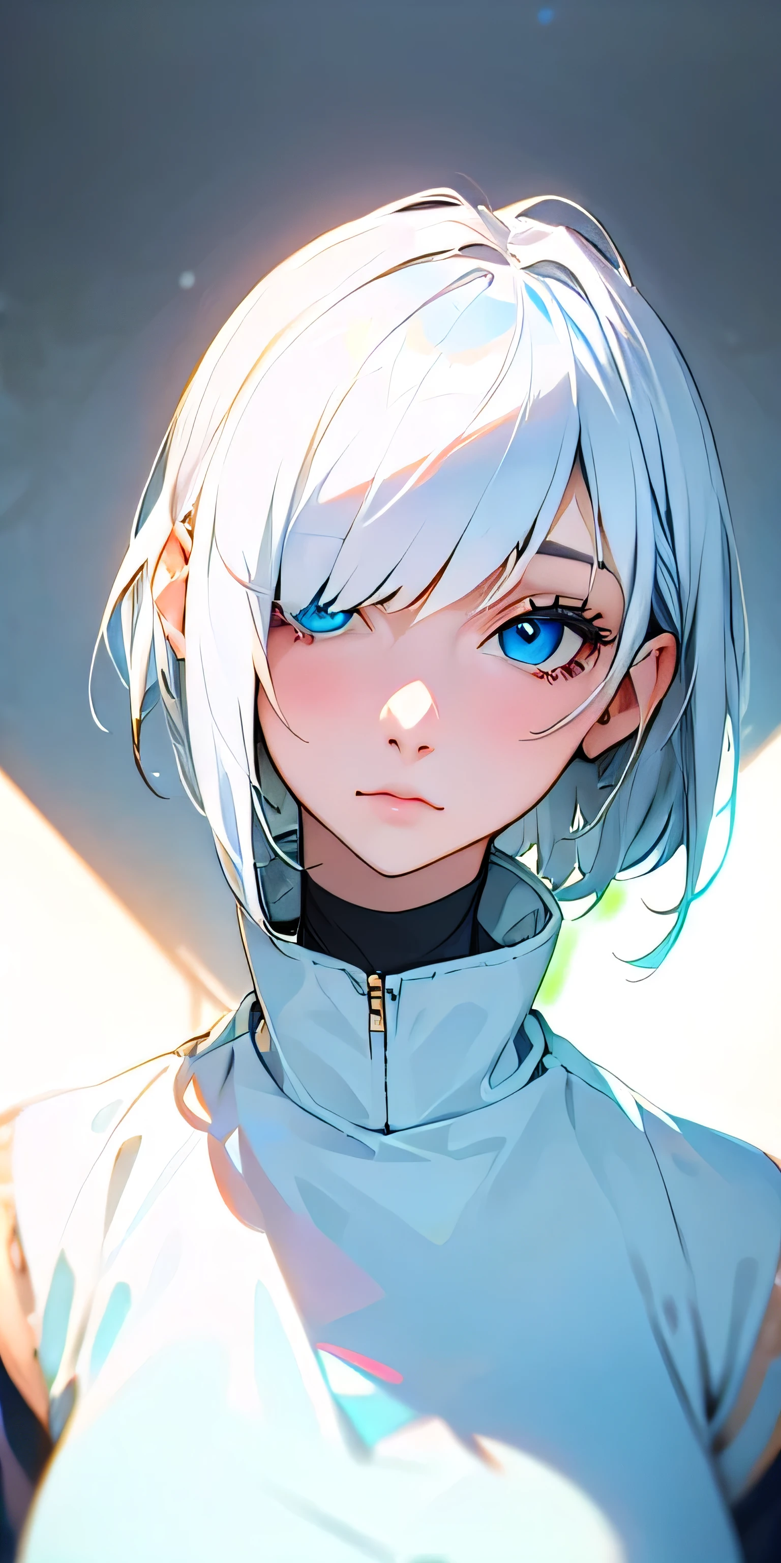 [((fiona_Frost)), 1 girl, (alone), (masterpiece, best quality), (finely detailed beautiful Eye), blue_Eye, (short_hair), (white_hair)