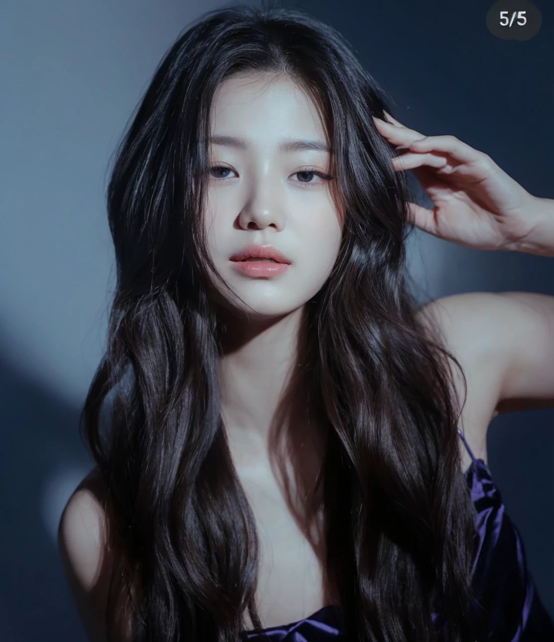 Simple but stunning girl with silky hair with wonyoung look alike face
