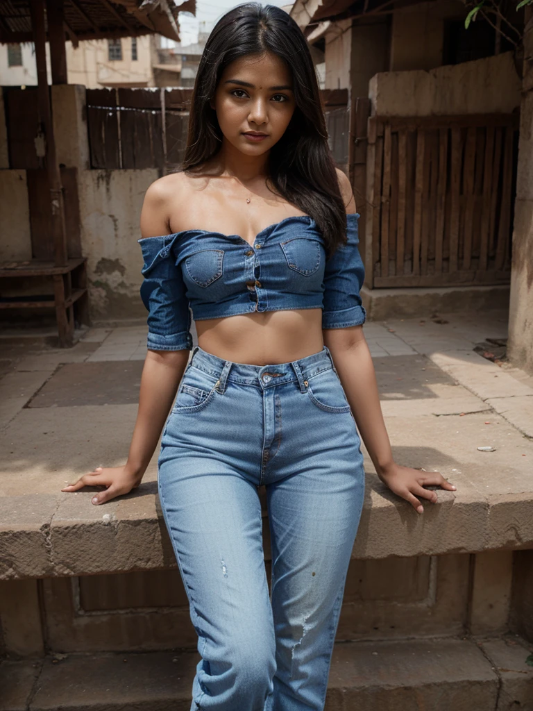 Bhartiya female cute Blue jeans