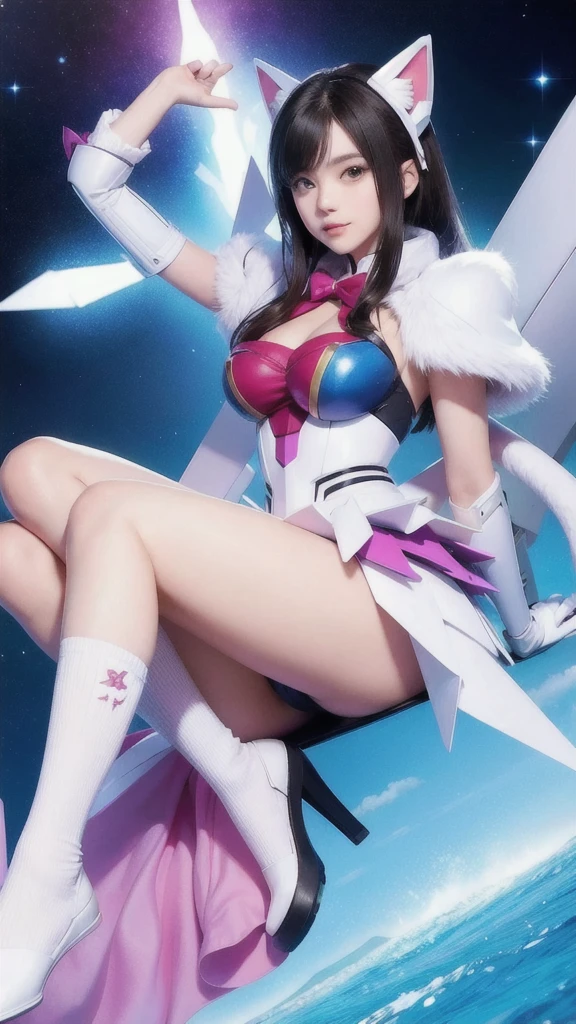 1 supercute kitty wear a origami gundam armor,fur