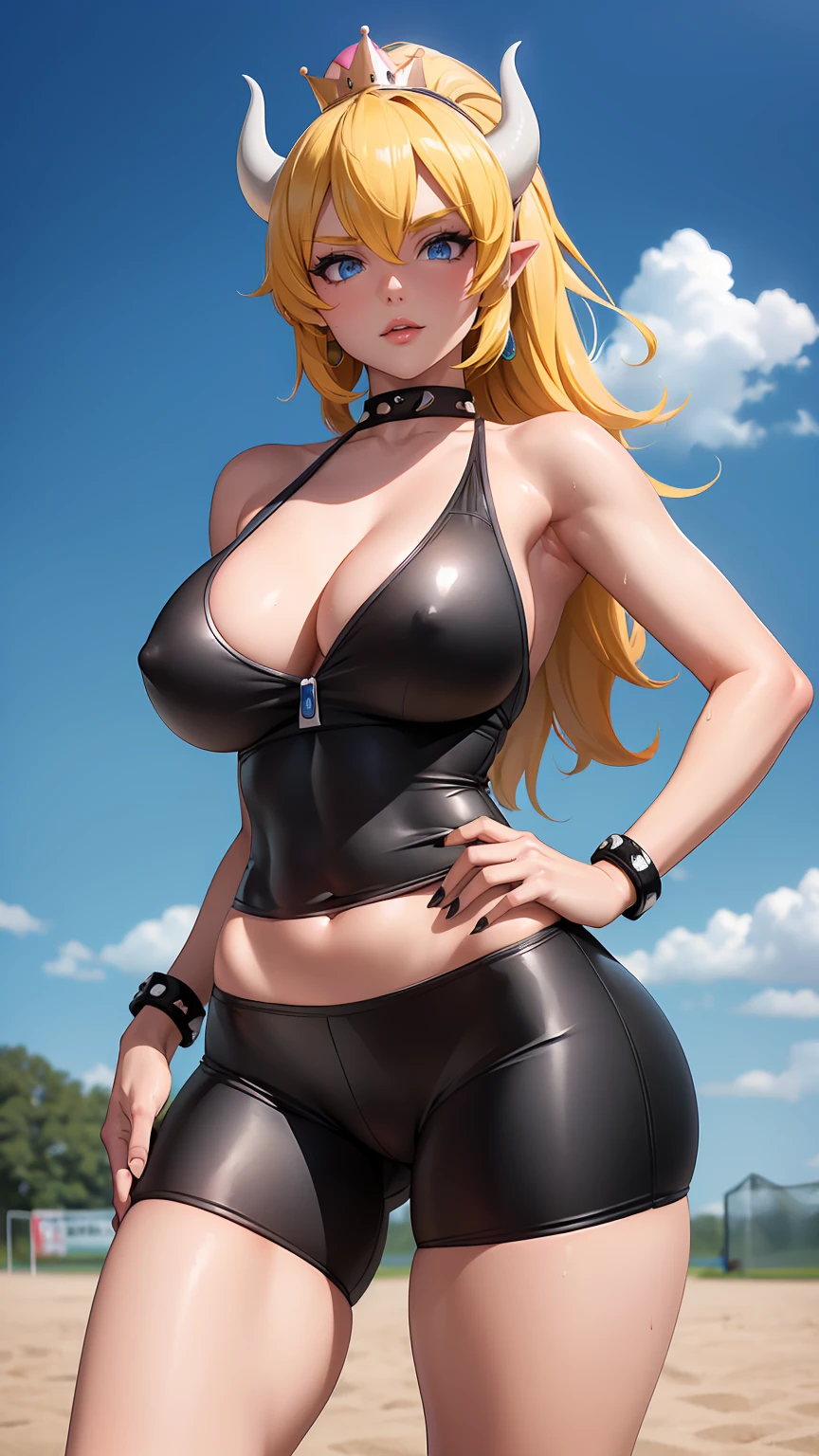 (best quality). (Ultra Detalhado). (1girl), Olhando para o Viewer. (Antecedentes detalhados). belos olhos detalhados. rosto delicado e bonito. (high saturation), seios grandes, droopy breasts, (((sexy sport outfit))), off shoulders, off breasts