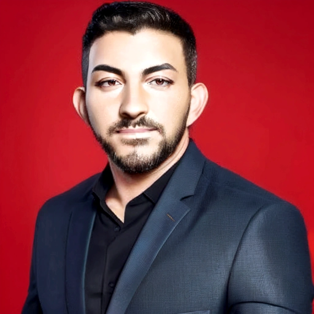 um homem de terno e camisa preta posando para uma foto, Sam Nasour, profile picture with headshot, Hicham Hachi, Elias Chatzoudis, Ahmed Merheb, Jamil Shabbaz, Amr Elshamy, farid ghanbari, emad mostaque, I agree with you, retrato promocional, taken at the beginning of 2020, Eytan Zana