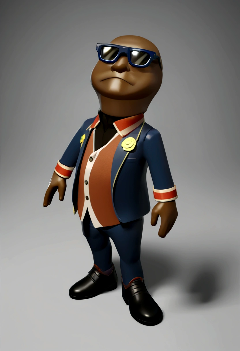 Cartoon character of a man wearing metallic glasses and a black turtleneck shirt and blazer an animated character, Caractere estilizado, animation style rendering, 3D estilizado, Arnold Maya rendering, Stylized 3D rendering, toon render screenshot, Personagem 3D, Personagem 3D, Stylized 3D rendering, 3D character rendering, personagem de desenho animado, Personagem de close up, Pose de personagem, (Estilo Pixar) (parte mestre:1.2) (Bokeh) (melhor qualidade) (pele detalhada) (textura detalhada) (8K) (argila) (cinematic lighting) (sharp focus,Ele se senta e estende a parte superior do corpo, he holds a sculpture of an eagle that he carries on one of his legs