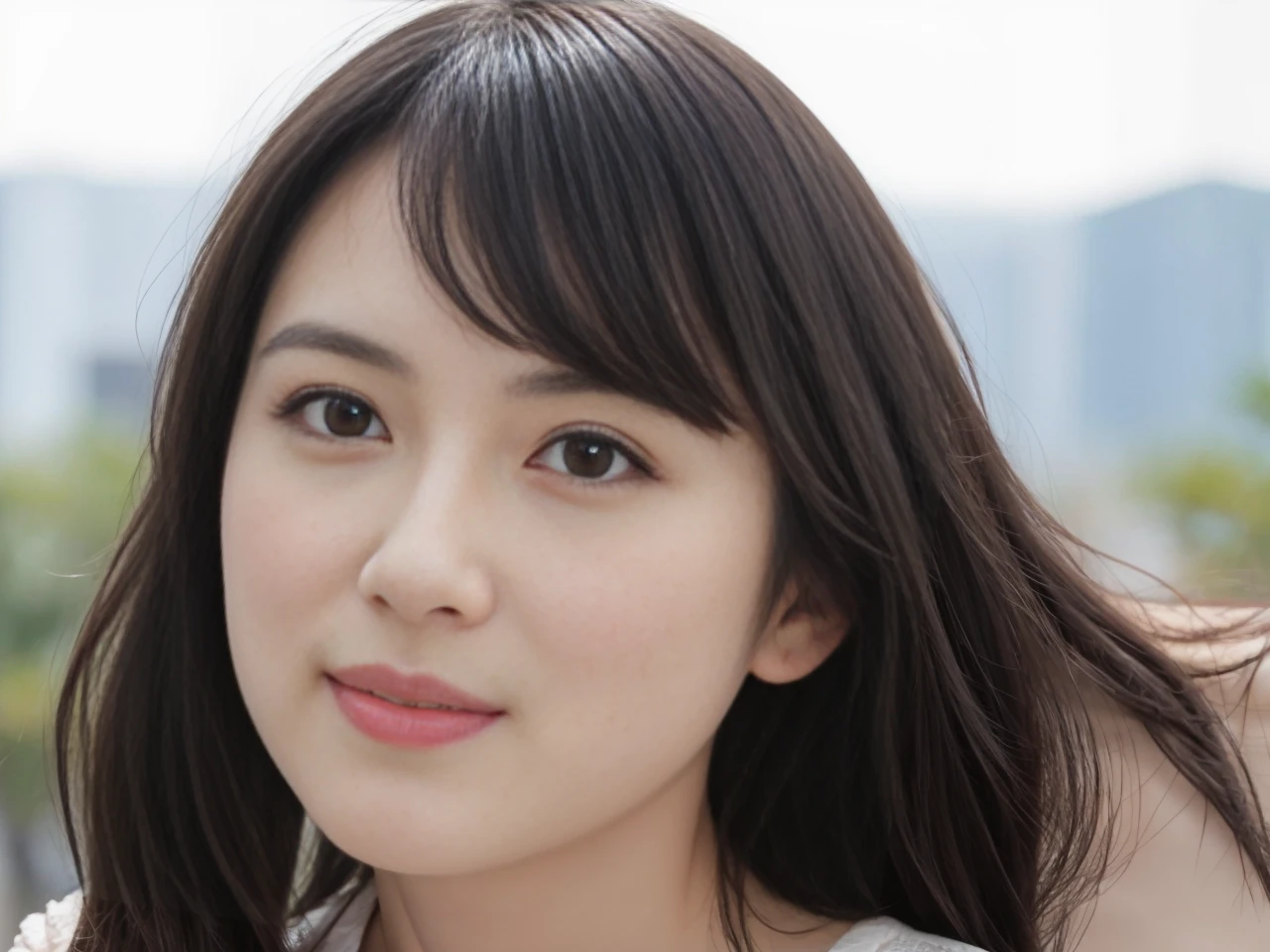(best quality,masterpiece:1.2,realistic,photorealistic:1.37),
(perfect breast shape, E cup:1.2), 
arafed woman with beauty black hair, 

beauty detailed face, beautiful black hair, perfect nose, gorgeous eyes, shy smile, 
, no make-up, nice slim body, 