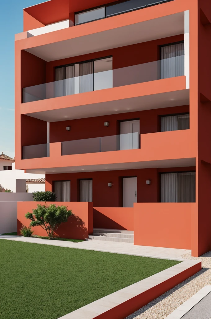 Una casa roja de 3 pisos
