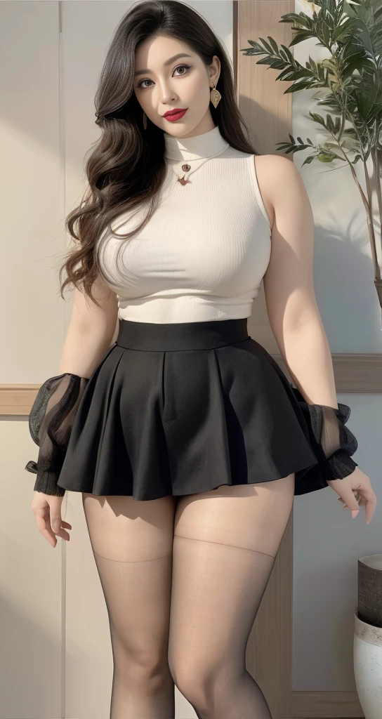 outdoor,Scenes,Clothes color random, (No cleavage),thigh, cosmetic, (Lipstick: 1.1), (Eyeliner: 1.2), mascara, Eyeshadow,Outdoor sports, earrings, necklace, Black pantyhose, Wrinkles at the corners of the eyes, Oral wrinkles,High Neck Knit Bodycon Skirt,full-body shot,An Asian Japanese woman,65 years old,big eyes,elegant temperament elegant temperament,(masterpiece:1.2, best quality), actual, (real picture,45 years old, Intricate details, Depth of Field,High neck clothes), careful, The content is very detailed, This is a perfect face, Perfect body, Large Model, Mature woman, High, Leg length,Black silk suspenders,8k,best quality, masterpiece, Ultra-high resolution,(lifelike:1.4), original photo, Stay focused, detailed, dramatic, Exquisite beautiful woman, (tall and straight:1.1),(Fat goddess desetallic high leg high collar dress mini skirt:1.0),(High collar fitted skirt),half butterfly earrings, double ring necklace, (:1.05), (65 years old, : 1.4), cosmetic, (Lipstick: 1.1), (Eyeliner: 1.2), mascara, Eyeshadow, Long curly hair, Dynamic Angle, (Red lips)Beautiful graphics, thigh long,Random Color Greasy Reflective Tights, Scenes,Fishnet stockings,Red high heels