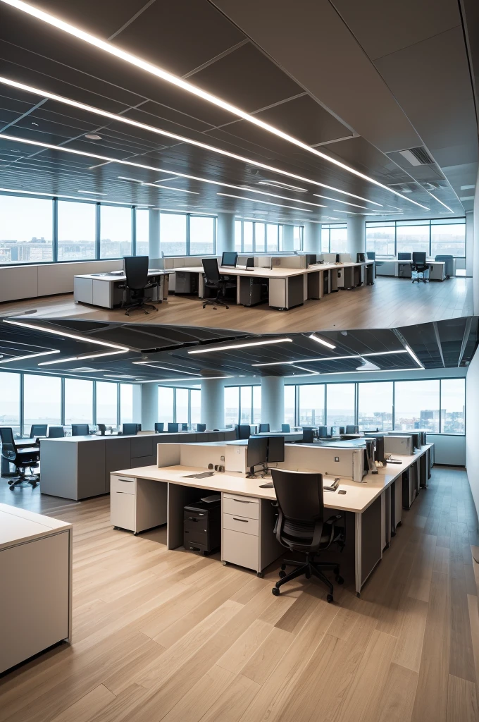 Create images of a very sophisticated technology office without people in high definition