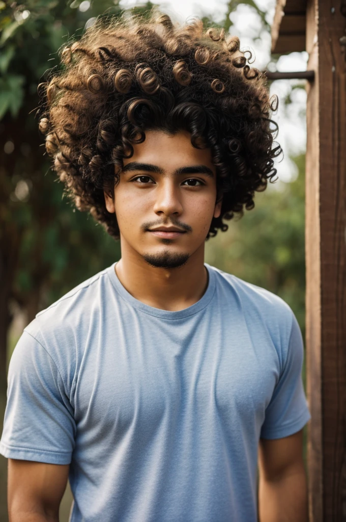 24 year old Mexican man with curly hair,