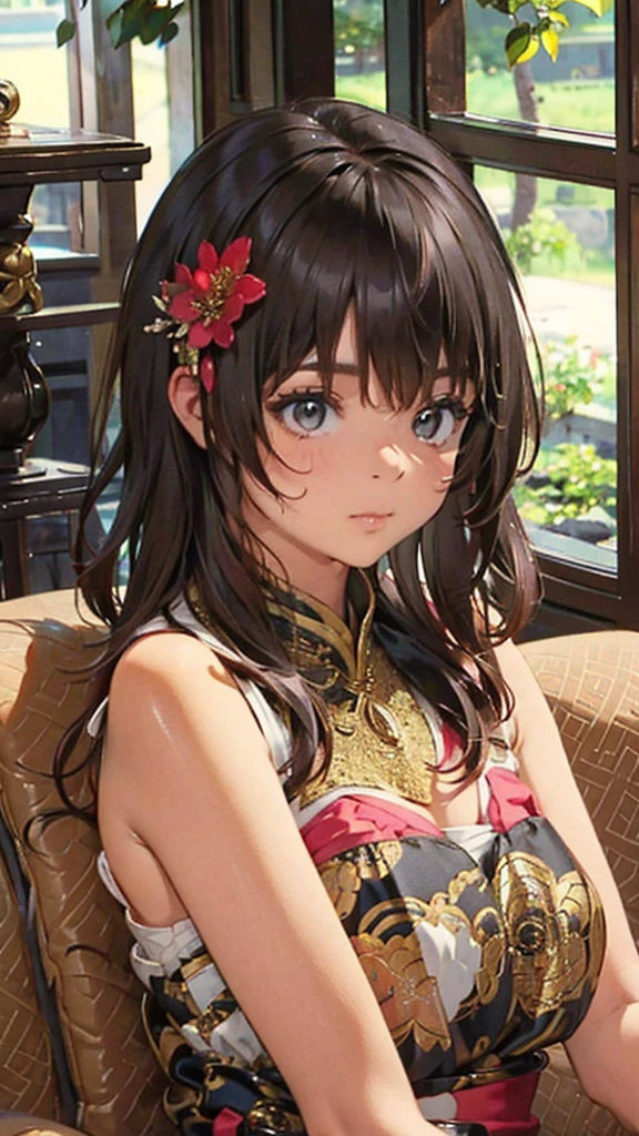 Official Art, wallpaper, Very detailed, (((Very detailedな目と顔))), shut up., masterpiece, highest quality, Realistic portraits, (ZenTangle, Mandala, Tangle, EnTangle), Complex clothing, Very detailed, Dynamic Angle, The most beautiful form of chaos, elegant, Brutalist Design, Vibrant colors, Romantic Chinese Flowers