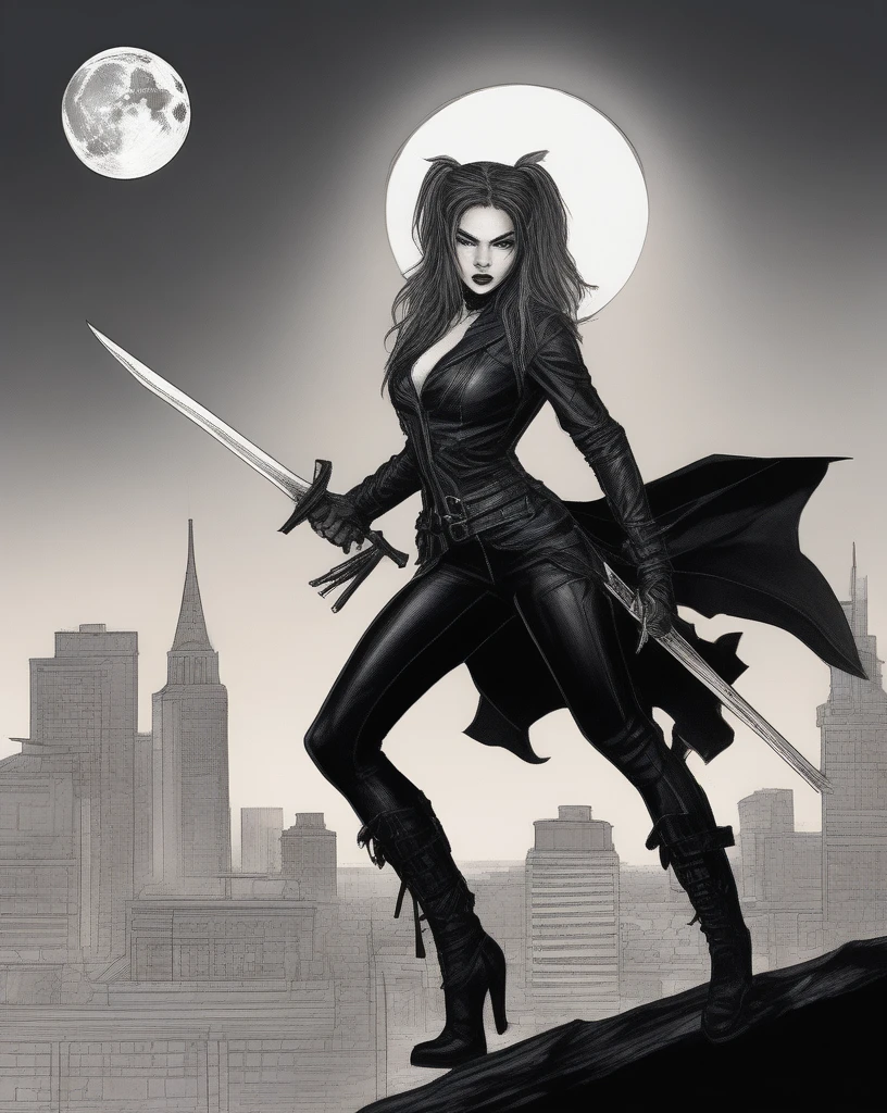 a beautiful vampire walking in the woods. moonlight.