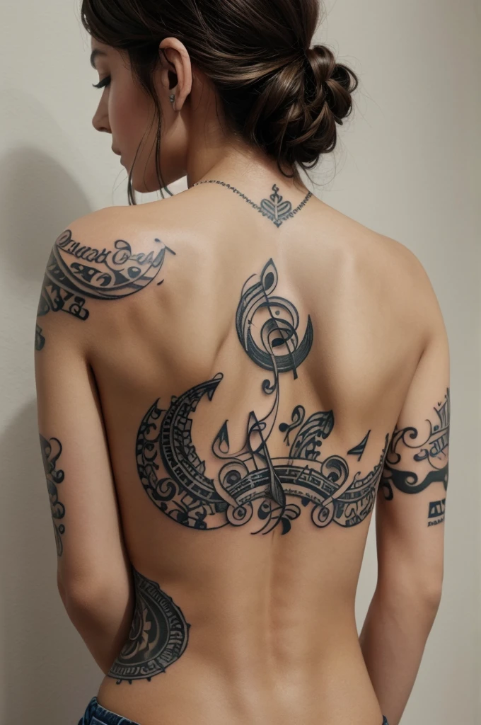 Create a tatto which have Musical Notes with "Breath"