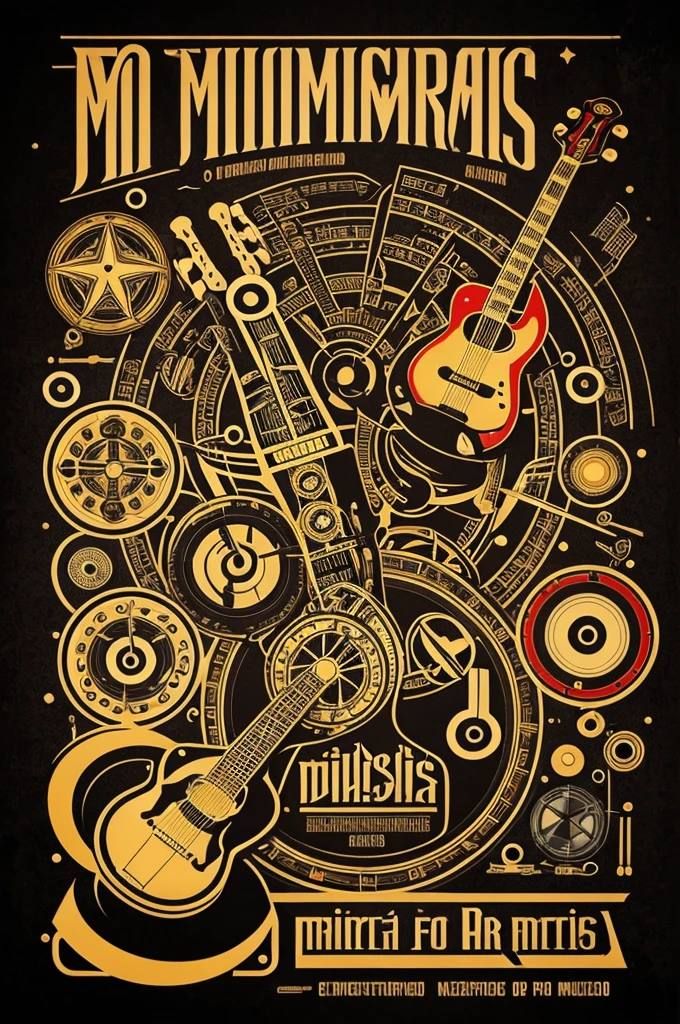 Un logotipo con diferentes instrumentos musicales y con la frase chontales suena