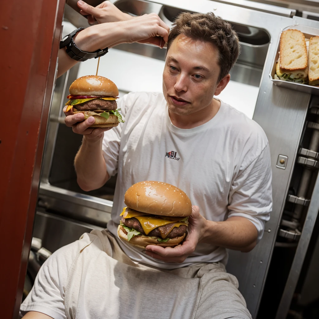 Elon musk eating burgers