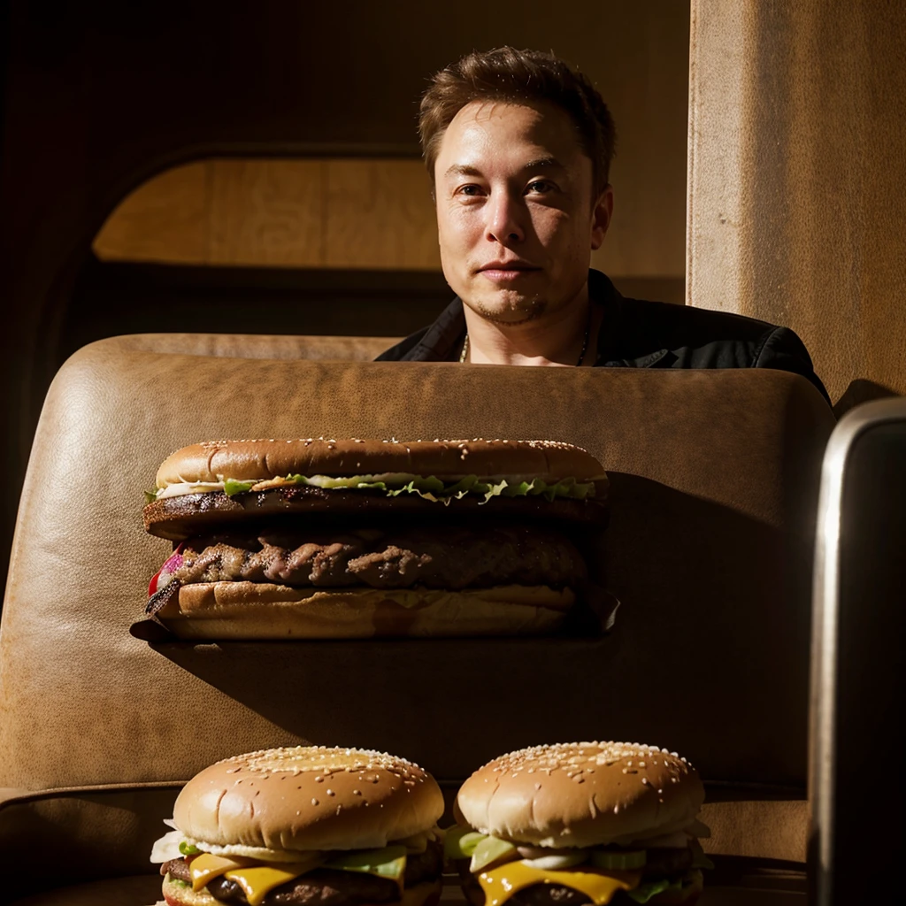 Elon musk is eating burger