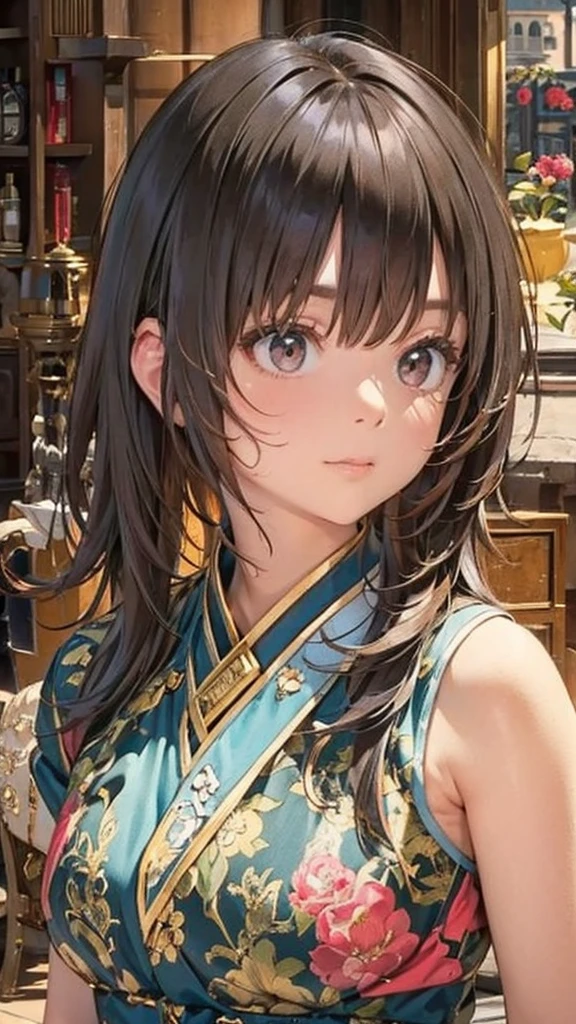 Official Art, wallpaper, Very detailed, (((Very detailedな目と顔))), shut up., masterpiece, highest quality, Realistic portraits, (ZenTangle, Mandala, Tangle, EnTangle), Complex clothing, Very detailed, Dynamic Angle, The most beautiful form of chaos, elegant, Brutalist Design, Vibrant colors, Romantic Chinese Flowers