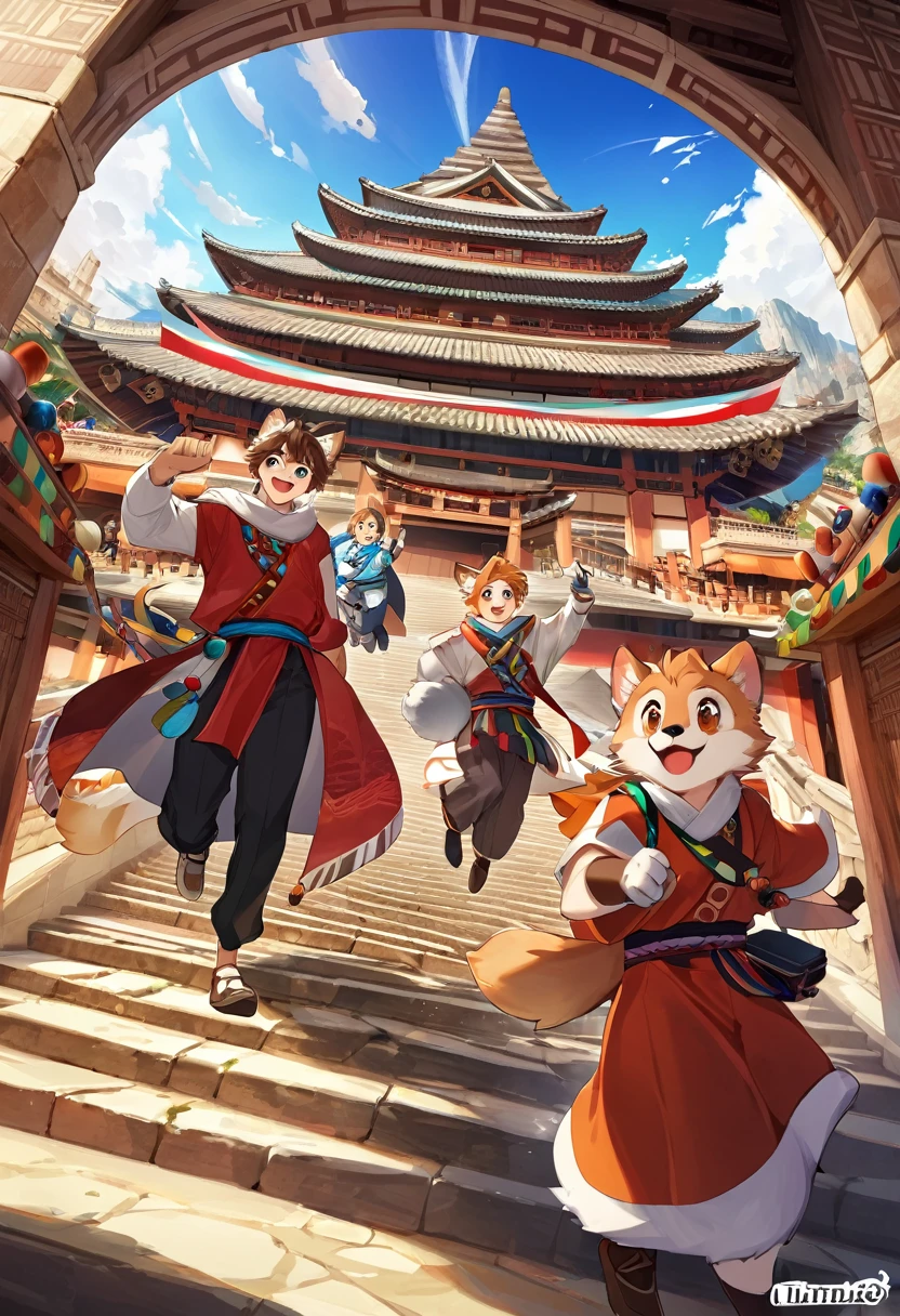 super high resolution, detailed background, World Heritage Site, 6+boys, 6+girls, Happy, joyful, absurdres(Photos of solo travelers)(kemono, furry anthro),
