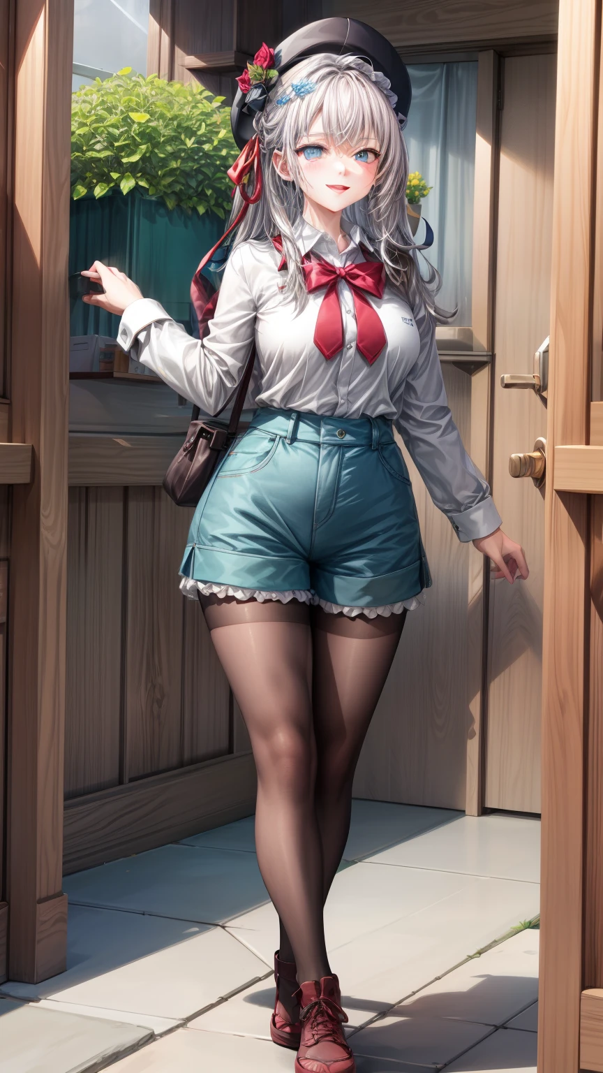 Alisa Kujou,
(Day:1.7), 1 girl standing at attention, ,hembra joven,hermoso Finger, hermoso long legs ,hermoso body ,hermoso Nose ,hermoso character design, ojos perfectos, perfect rostro,
There is an anime girl in shorts walking through an open door., 1 chica, muslos, solo, (falda muy corta:1.4), blue eyes, senos, chaqueta, camisa school, medias largas , falda , white camisa, arco, mano en la cadera, rubor, black muslos, arcotie, adentro, calzado marron, zettai ryouiki, mocasines, zapatos, large senos, cuerpo completo, mirando al espectador, boca abierta, thighs,
mirando al espectador, sonrisa, saludando al espectador, en el centro de la imagen, Fondo de pantalla CG unity 8k extremadamente detallado, Perfect lighting,vistoso, Brillante_frente_rostro_Lightinasterpiece:1.0),(mejor_calidad:1.0), ultra high resolution,4k,ultra detallado,
Photography, 8k, hdr, high resolution, absurdos:1.2, codas portra 400, film grain, fondo borroso, bokeh:1.2, Destello de lente, (vibrante_color:1.2)
, (hermoso_rostro:1.5),(angosto_cintura), (hermoso,Enorme_senos:1.3)