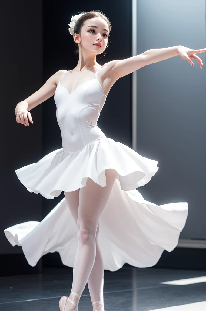 A graceful stunning girl dancing ballet