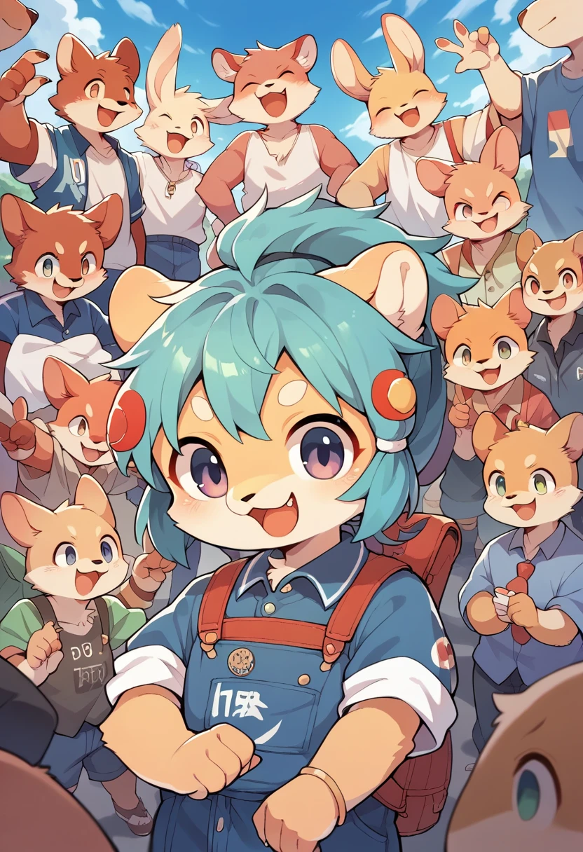 cover_page, super high resolution, detailed background, World Heritage Site, 6+boys, 6+girls, Happy, joyful, absurdres(Photos of solo travelers)(kemono, furry anthro),