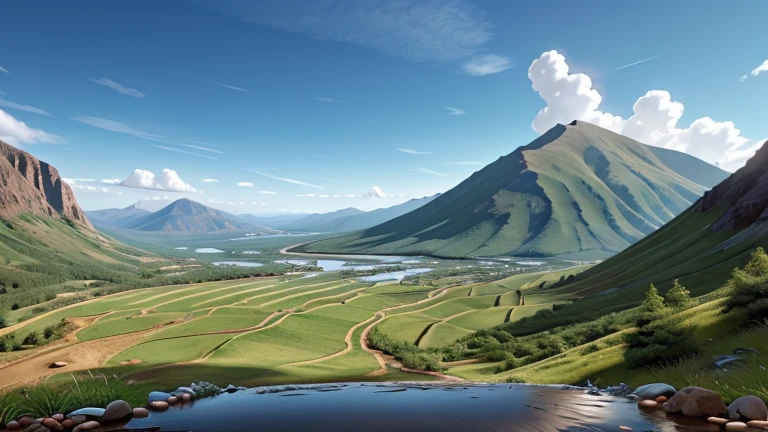 rainwater runs down the mountain