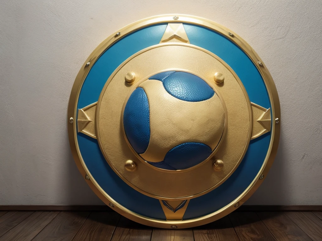 Make me a football team shield with colors : azul claro, dourado e detalhes pretos