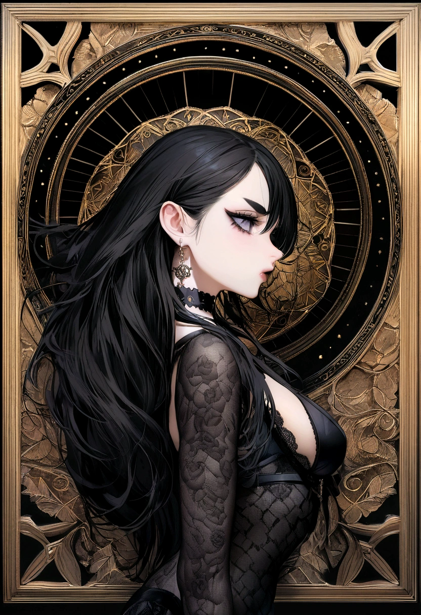 Sexy beauty, black silk long legs, half kneeling on the ground looking up, black shawl long hair, mature royal sister style, delicate face, large chest and thin waist --auto --s2