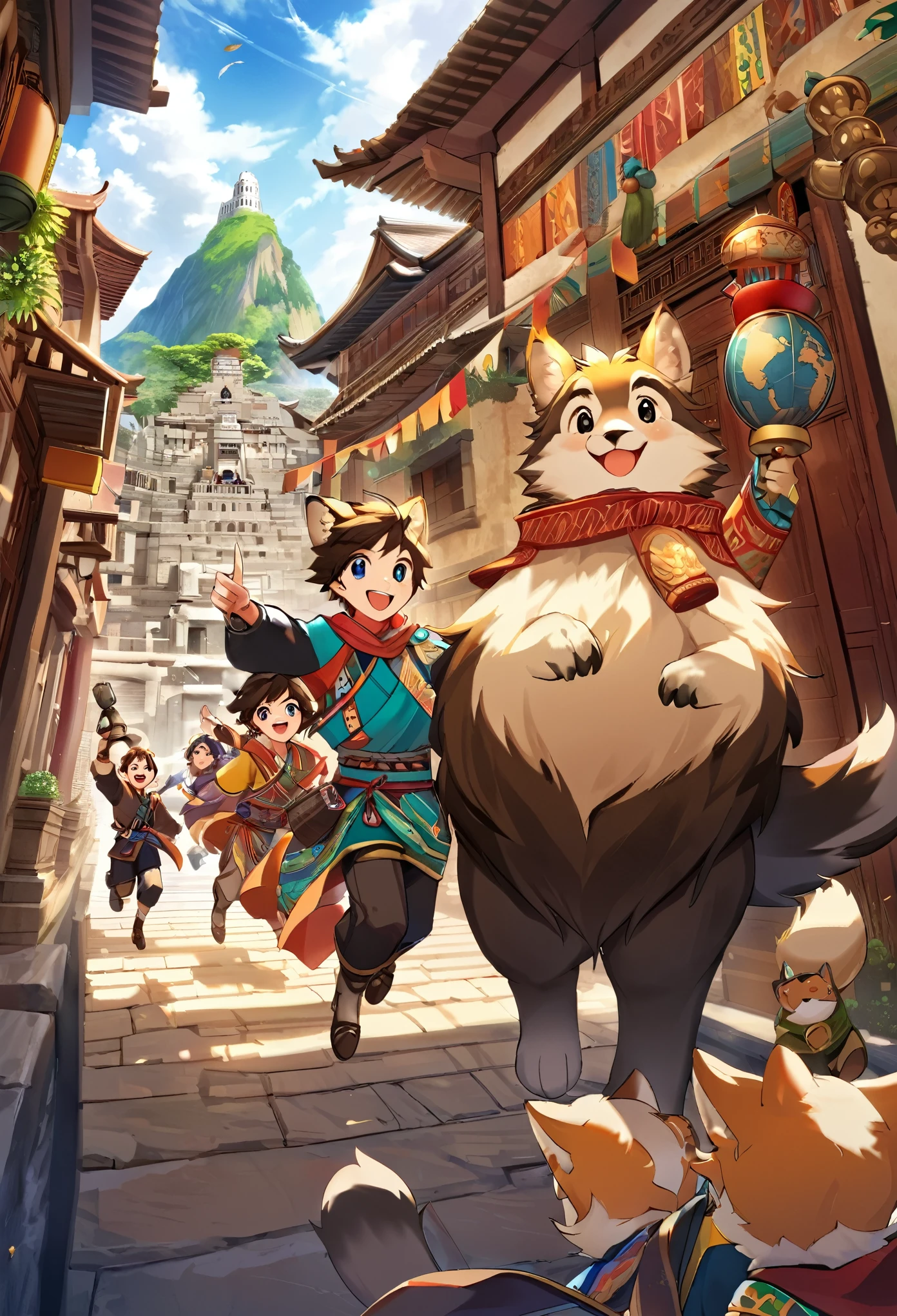 super high resolution, detailed background, World Heritage Site, 6+boys, 6+girls, Happy, joyful, absurdres(Photos of solo travelers)(kemono, furry anthro),