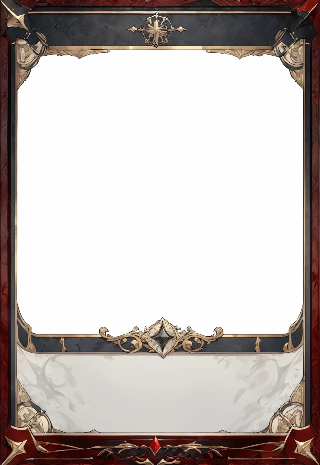 A card border UI,Medieval European aristocracy design,Dark Style,There are blood stains on the parchment backing.。