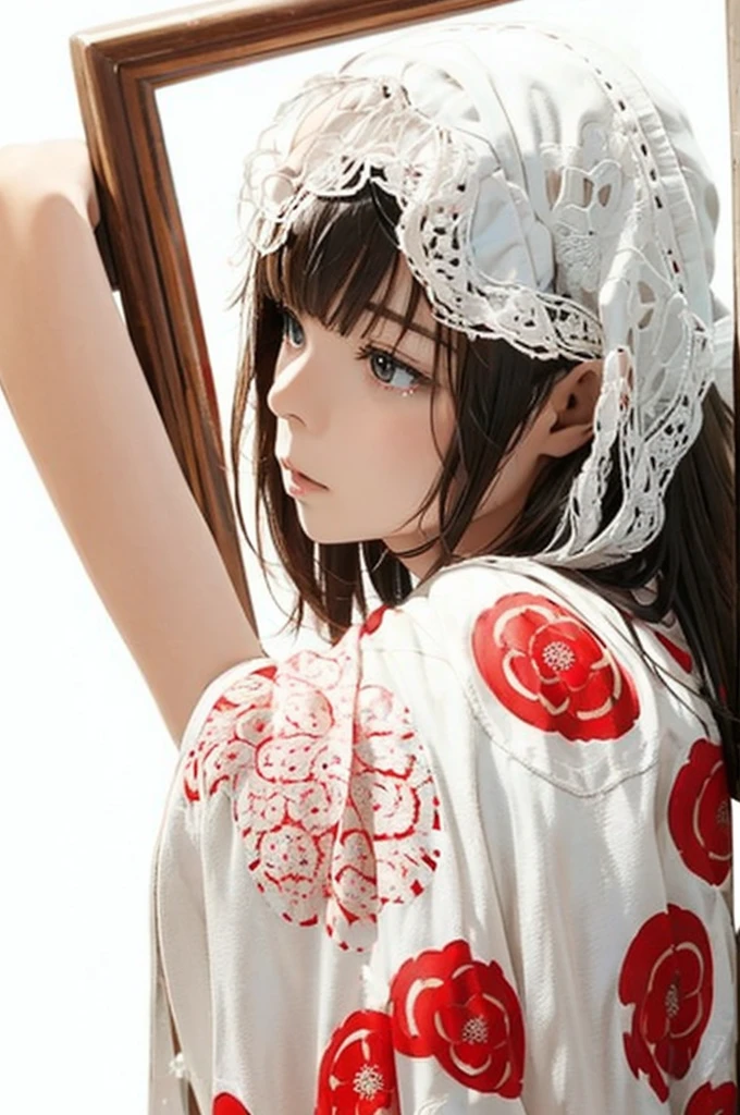 (((White Background、White world)))、14 years、unity 8k wallpaper、Very detailed、beautifully、beautiful、masterpiece、highest quality、(Zentangle、Mandala、Tangle、Tangle)、(Fractal Art:1.3)、One Girl、Beautiful black hair、Japanese、Big pink、red kimono、Japanese clothing、Very detailed、Dynamic Angle、Cowboy Shot、Chaos in its most beautiful form、elegant、Brutalist Design、Vibrant colors、Romance、atmosphere、Ecstasy Note、Streaming notes are displayed、(((White Background、Pure white background、Red circle)))