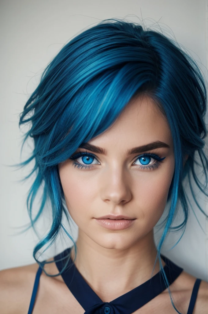 blue hair and blue eyes