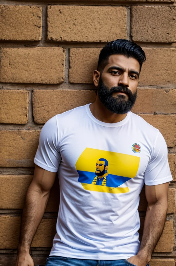 Homero con barba y la camisa de colombia 