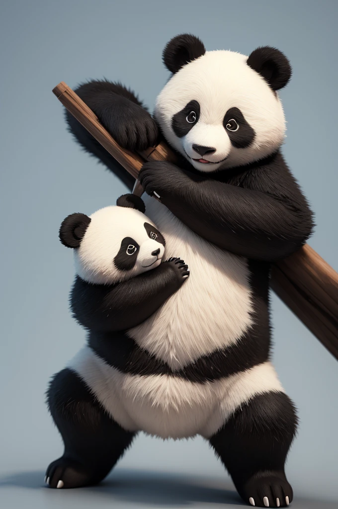 Um panda guerreiro sombrio 3d