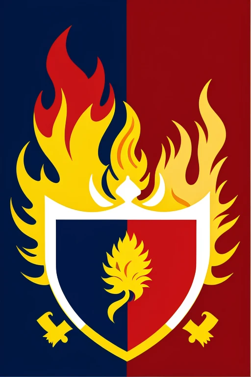 Generate a royal flag with a fire beacon on it and a family motto
